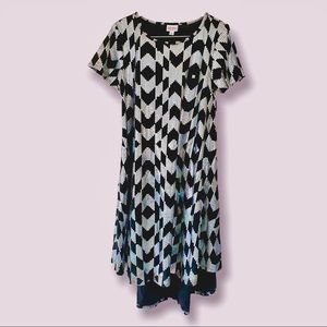 Iridescent Harlequin High Low Midi Swing Dress - LuLaRoe Elegant Carly